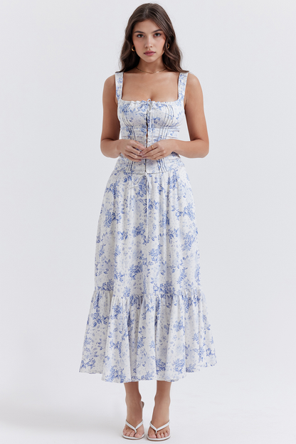 Mariah Blue Floral Corset