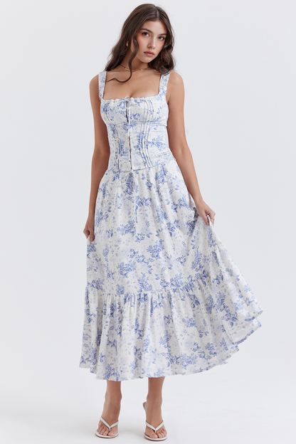 Mariah Blue Floral Corset